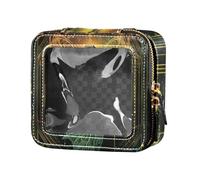 ZRWLUCKY Mini trousse da viaggio con fatina, colore: nero e oro, trasparente, per trucchi e articoli da toeletta, Fata nera e oro