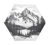 ZRWLUCKY Montagna Stile Vintage Tre Pieghevole Blocco Automatico UV Ombrello per Viaggio Vento Auto Open Close Leggero Compatto Portatile Golf Ombrello