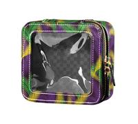 ZRWLUCKY Nature Palms Tropical Mardi Gras Mini Clear Makeup Bag Clear Travel Toiletry Bag Makeup Bag Organizer per Viaggi, Natura Palme Tropicale Mardi Gras