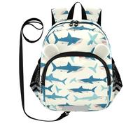 ZRWLUCKY Orecchie carine mini zaino per bambini guinzaglio per ragazzo/ragazza zaino personalizzato anti-perdita bagaglio a mano con striscia riflettente motivo pesce blu beige, motivo pesce blu beige