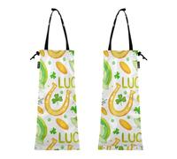 ZRWLUCKY Pattumiera per auto, confezione da 2 contenitori pieghevoli per rifiuti auto, da appendere, pieghevoli, per lettiera, bidone della spazzatura, monete verdi e dorate, arcobaleno