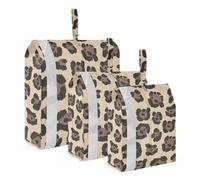ZRWLUCKY Pelle di leopardo Imitazione 3 Set di Cubi di Imballaggio Da Viaggio Per Valigie con Cerniera Sacchetti di Plastica Per I Vestiti Borsa Da Viaggio Set Contenitori Per Organizzare, Imitazione