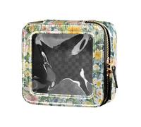 ZRWLUCKY Piccola borsa da viaggio per cosmetici a forma di stella alpina con fiori trasparenti, per articoli da toeletta e cosmetici da viaggio, piccoli fiori di bellezza stella alpina