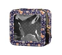 ZRWLUCKY Piccola borsa per il trucco trasparente con simbolo della margherita di bue per borsa da toilette in pelle borsa cosmetica da viaggio, Simbolo Margherita Bue
