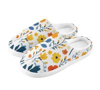 ZRWLUCKY Primavera Piccolo Fiore Modello Bianco Uomo Donna Scarpe da Casa con Memory Foam Morbido Fuzzy Slipper Calda Inverno Accogliente Pantofola per Casa Outdoor