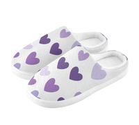 ZRWLUCKY Purple Heart Small - Pantofole invernali da uomo e donna, calde per interni ed esterni, con memory foam, morbide e pelose, comode scarpe da camera da letto