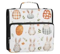 ZRWLUCKY Raccoglitore per uova e conigli ad acquerello, 3,8 cm, a 3 anelli, con tracolla e manico, impermeabile, portatile, per casa e viaggi, per studenti di mezzo, uova e conigli ad acquerello, 1