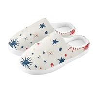 ZRWLUCKY Red and Blue Small Planet America - Pantofole da casa da uomo e donna, con memory foam, pantofole sfocate accoglienti per camera da letto, Rosso e Blu Piccolo Pianeta America, 3/4 UK Men/ 4/5