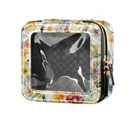 ZRWLUCKY Ruta Graveolens Beauty Flowers - Borsa organizer da viaggio per cosmetici, in pelle, per articoli da toeletta, Fiori di bellezza Ruta graveolens