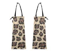 ZRWLUCKY Sacchetti per la spazzatura per auto, confezione da 2 sacchetti della spazzatura da viaggio per auto, porta immondizia in pelle leopardata