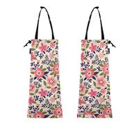 ZRWLUCKY Sacchetto della spazzatura per auto, confezione da 2 piccoli sacchetti per la spazzatura da viaggio per auto piccola bidone della spazzatura per auto, fiori vintage floreali