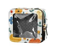 ZRWLUCKY Samll Patten Pumpkin White Clear Makeup Bag Small Toiletry Bags Leather Cosmetic Bag per Volare, samll patten zucca bianca, Samll Patten Zucca Bianco