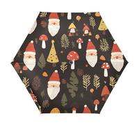 ZRWLUCKY Santa Claus and Grove - Ombrello da golf portatile e compatto, pieghevole, con funzione di blocco automatico, per viaggi, vento, apertura automatica, chiusura automatica, colore: nero