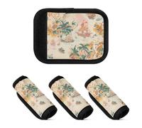 ZRWLUCKY - Set di 4 custodie per maniglia per bagagli, mappa del tesoro, in poliestere, da viaggio, borsa per accessori da viaggio