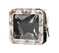 ZRWLUCKY Simpatico asino felice bianco trasparente borsa da viaggio per articoli da toeletta smalto borsa organizer per viaggi, carino asino felice bianco, Carino asino Felice Bianco