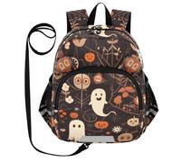 ZRWLUCKY Simpatico zaino per età prescolare cintura ragazzi/ragazza borsa per libri personalizzata anti-perso per la scuola con striscia riflettente zucca arancione semplice, mostri carini Hallowmas