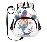 ZRWLUCKY Simpatico zaino sportivo per bambini cintura ragazzi ragazze zaino per scuola materna personalizzato anti-perso con striscia riflettente arte sirene bianche, sirene artistiche bianche, taglia