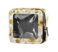 ZRWLUCKY Squisito girasole giallo trasparente piccola borsa per trucco borse da toilette borsa organizer per smalto per le donne, Squisito giallo girasole