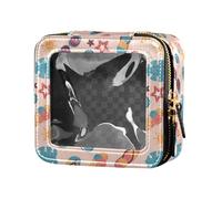 ZRWLUCKY Summer Beach Pattern Mini Clear Makeup Bag Clear Leather Toiletry Bag Cosmetic Organizer Caso per Viaggio, modello spiaggia estate