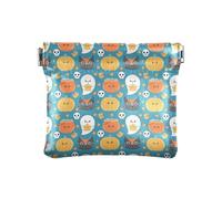 ZRWLUCKY Supporto di carta conveniente della moneta di cuoio dell'unità di elaborazione blu di disegno di Halloween, Multicolore, 4.33"(L) x 3.74"(W) x 0.39"(H), Stampa