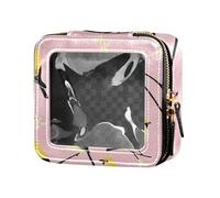 ZRWLUCKY Sweet Goldfinch Birds Blush Clear Makeup Bag Piccolo viaggio Toiletry Bag Mini contenitori di trucco per il volo, dolce Uccelli Cardellino Blush