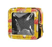 ZRWLUCKY Trousse da trucco trasparente impermeabile con funghi rossi e tartufo giallo, funghi rossi Tartufo Giallo