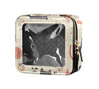 ZRWLUCKY Trousse da viaggio con gatti felici, impermeabile, trasparente, con simpatici gatti felici, colore: beige, Cute Happy Cats Beige