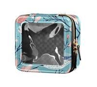 ZRWLUCKY Trousse da viaggio trasparente con uccellino divertente in stile cartone animato, mini contenitori per il trucco per volare, divertente motivo uccello turchese, Cartoon Funny Bird Turchese