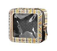 ZRWLUCKY Trousse per trucchi a righe etniche e tribali fatte a mano, trasparente, piccola borsa per cosmetici da viaggio, Strisce etniche e tribali fatte a mano strisce