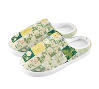 ZRWLUCKY Wildflower and Check - Pantofole da casa da uomo e donna, con memory foam e pelosa, comode scarpe da camera da letto, Fiore di campo e check, 11/12 UK Men/ 12/13.5 UK Women Wide