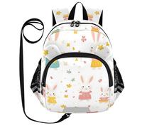 ZRWLUCKY Zaini per bambini con orecchie carine cintura ragazzi/ragazza borsa personalizzata anti-smarrimento per bambini con striscia riflettente coniglio famiglia e fiore bianco, coniglio famiglia e