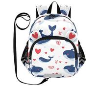 ZRWLUCKY Zaini per età prescolare carino cintura ragazzo ragazza zaino personalizzato anti-perso con striscia riflettente blu San Valentino balena amore, balena di San Valentino blu amore, taglia