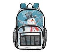 ZRWLUCKY Zaini trasparenti per bambini in età scolare, zaini trasparenti per bambini per la scuola per ragazzi borsa in PVC trasparente motivo pupazzo di neve, motivo danza pupazzo di neve, taglia