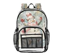 ZRWLUCKY Zaini trasparenti per bambini per la scuola zaino trasparente per bambini con tasca laterale zaini trasparenti pesanti felice pupazzo di neve danza felice pupazzo di neve, felice pupazzo di