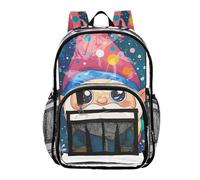 ZRWLUCKY Zaini trasparenti per bambini scolastici zaino trasparente per la scuola per ragazzi zaino in PVC trasparente carino gnomo e punto colorato, gnomo carino e pois colorati, uno, Gnomo carino e