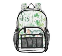 ZRWLUCKY Zaini trasparenti per bambini zaini trasparenti per la scuola con tasca laterale vedere attraverso PVC Back Pack agilità trifoglio verde, freschezza trifoglio modello verde, taglia unica