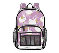 ZRWLUCKY Zaini trasparenti per bambini Zaino trasparente per ragazzi trasparente trasparente PVC tasche anatra bianco e pesca, anatra bianco e pesca, anatra bianco e pesca, taglia unica, anatra bianco
