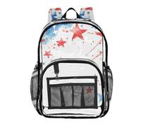 ZRWLUCKY Zaini trasparenti zaino per bambini trasparente per ragazzi vedere attraverso sacchetti in PVC trasparente stelle blu e rosso semplice, stelle blu e rosso semplice, taglia unica, stelle blu e