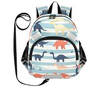 ZRWLUCKY Zaino per bambini con orecchie carine per la scuola materna per ragazzi/ragazze borsa di accoglienza personalizzata anti-smarrimento con strisce riflettenti dinosauri e strisce blu, dinosauri