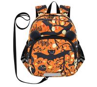 ZRWLUCKY Zaino per età prescolare carino cintura ragazzi ragazze borsa per libri personalizzata anti-perso con striscia riflettente zucche e campioni arancioni, zucche e mostri arancione, taglia unica