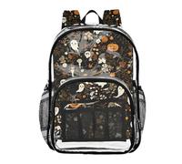 ZRWLUCKY Zaino per la scuola trasparente zaini per la scuola con tasca laterale con tasca laterale borsa pesante mostri carini e zucche nere, mostri carini e zucche nere, taglia unica, mostri carini