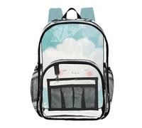ZRWLUCKY zaino pronto per la scuola zaino pronto per ragazze adolescenti zaino in PVC trasparente nuvole bianche e cielo blu, nuvola bianca e cielo blu, taglia unica, nuvola bianca e cielo blu, taglia