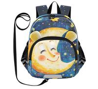 ZRWLUCKY Zaino scolastico per bambini con orecchie carine cintura ragazze cool zaino sportivo personalizzato anti-smarrimento con striscia riflettente luna e cielo felice, luna felice e aria, taglia