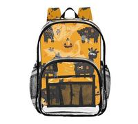 ZRWLUCKY Zaino Scuola Trasparente Bambini Zaino Scuola Adolescente Zaino Scuola Trasparente per Ragazzi Zaino per Ragazzi, Borsa Pesante Trasparente, Motivo Arancione e Nero, Uno, Motivo arancione e
