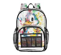 ZRWLUCKY Zaino scuola trasparente zaino per la scuola trasparente per ragazzi trasparente borsa in PVC trasparente bianco anatra felice, bianco Happy Duck, taglia unica, bianco Happy Duck, taglia
