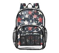 ZRWLUCKY Zaino trasparente per bambini Zaini trasparenti per la scuola per adulti Borsa in PVC trasparente Stella beige e rossa, stella beige e rossa, taglia unica, stella beige e rossa, taglia unica