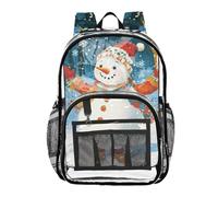 ZRWLUCKY Zaino trasparente per bambini Zaino trasparente per adolescenti Zaino trasparente in PVC trasparente trasparente con motivo pupazzo di neve Dance Felice, Modello di danza con pupazzo di neve