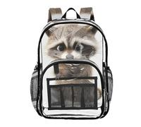 ZRWLUCKY Zaino trasparente per bambini Zaino trasparente per la scuola per adulti Zaini in PVC trasparente trasparente Divertente Procione Tristezza, Divertente Procione Tristezza, Taglia Unica