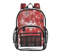 ZRWLUCKY Zaino trasparente per il liceo Zaino trasparente Scuola Per Adolescenti Trasparente Trasparente Trasparente PVC Zaini Buffalo Plaid Fiocchi di Neve, Buffalo Plaid Fiocchi di Neve Rosso