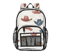ZRWLUCKY Zaino trasparente per la scuola per la scuola pronto per ragazze trasparente resistente all'usura borsa trasparente cappelli di mucca e stelle rosse, cappelli di mucca e stelle rosse, taglia